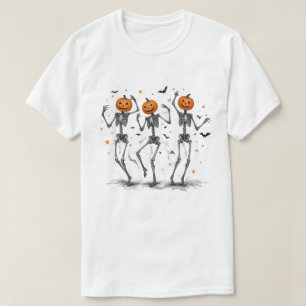 Funny Halloween Pumpkin Dancing Skeleton Costume T Shirt