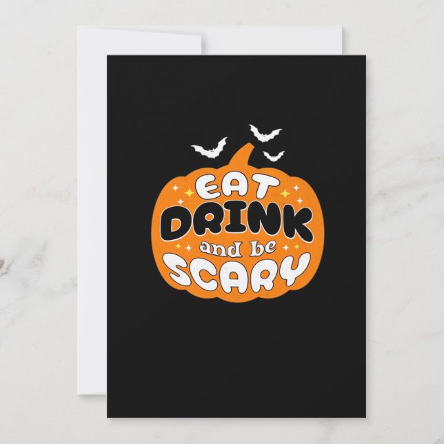 Funny Halloween Pumpkin Eat Drink And Be Scary Ess Julkort (Framsida)