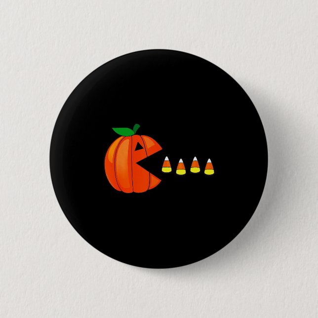 Funny Halloween Pumpkin Eating Candy Corn  Knapp (Framsida)