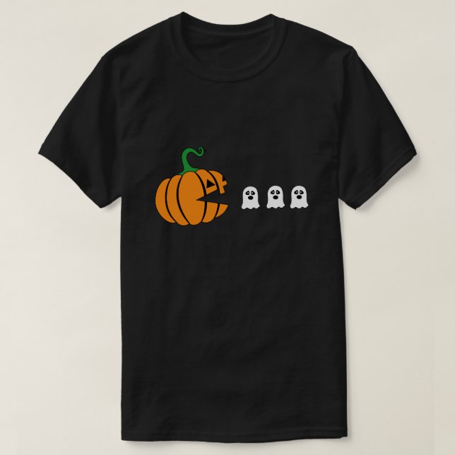 Funny Halloween Pumpkin Eating Ghost, spelpresente T Shirt (Design framsida)