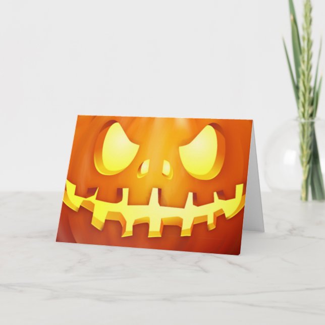 Funny Halloween Pumpkin Glowing Jack o lantern Kort (Framsida)
