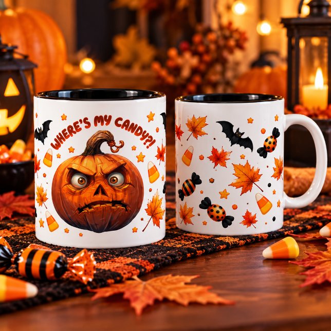 Funny Halloween Pumpkin Mug Två-Tonad Mugg (Skapare uppladdad)