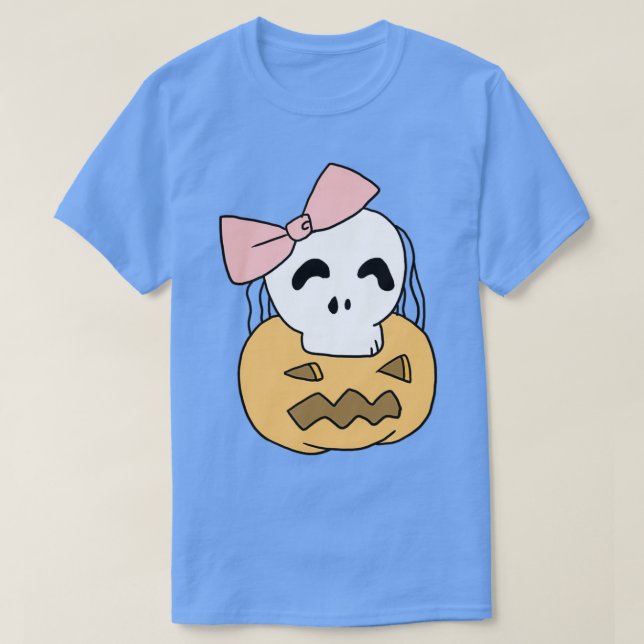 Funny Halloween-pumpkin Skull-gåva för barnfru T Shirt (Design framsida)