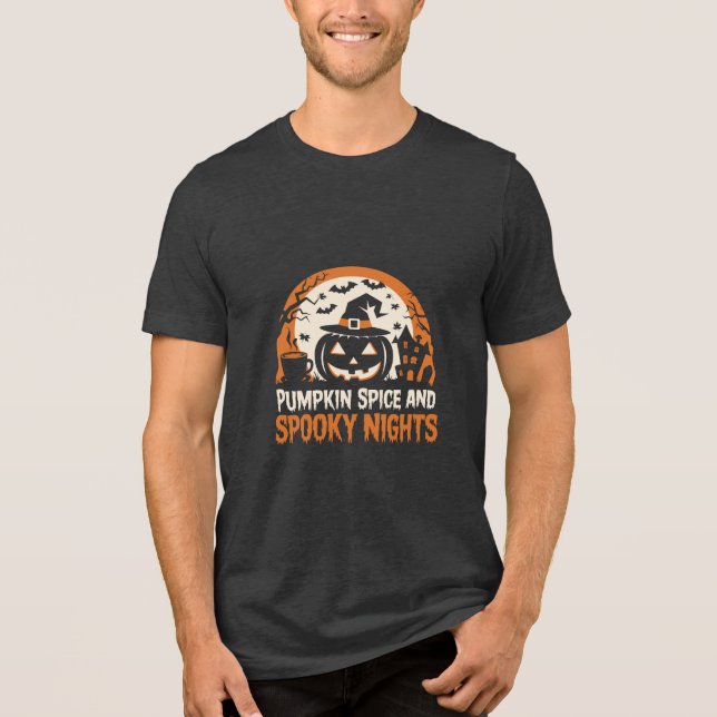 Funny Halloween Pumpkin Spice och Spooky Nights T Shirt (Framsida)