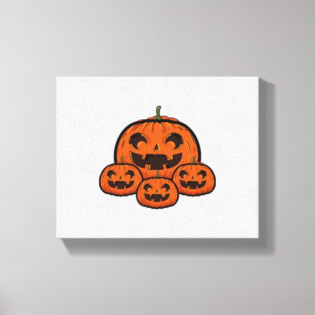 Funny Halloween Pumpkin, Spooky Halloween Canvastryck (Framsida)