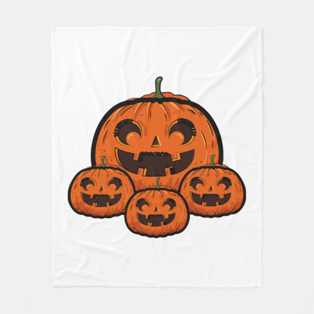 Funny Halloween Pumpkin, Spooky Halloween Fleecefilt (Framsidan)