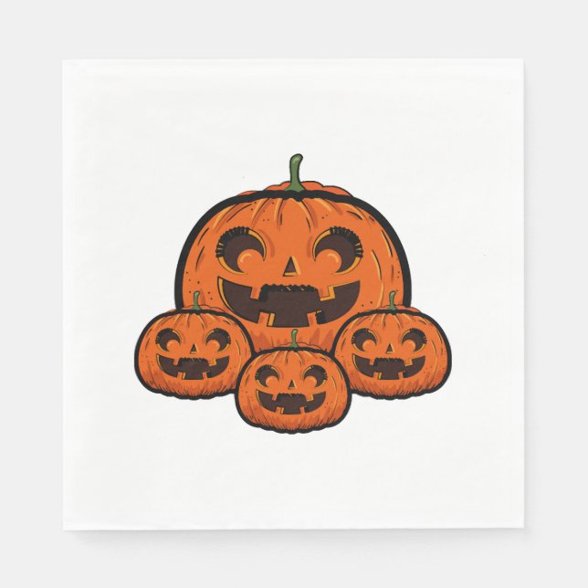 Funny Halloween Pumpkin, Spooky Halloween Pappersservett (Framsidan)