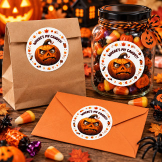Funny Halloween Pumpkin Sticker Runt Klistermärke