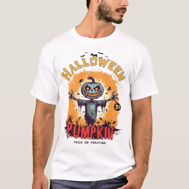 Funny Halloween Pumpkin T-Shirt (Framsida)