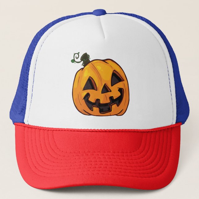 Funny Halloween Pumpkin T-Shirt Keps (Framsida)