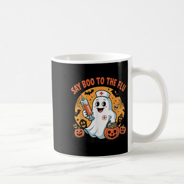 Funny Halloween Quote Say Boo To The Flu Cool Vacc Kaffemugg (Höger)