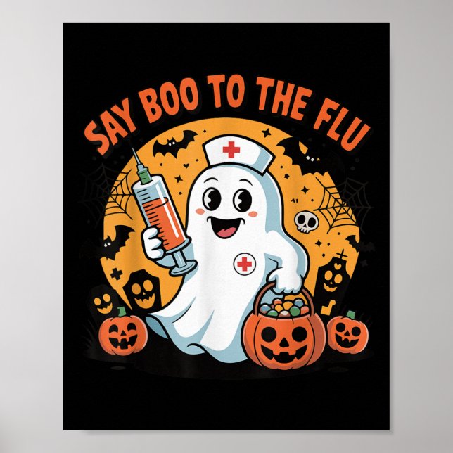 Funny Halloween Quote Say Boo To The Flu Cool Vacc Poster (Framsidan)