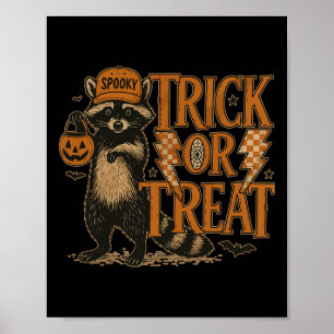 Funny Halloween Raccoon Costume Meme Trick eller F Poster