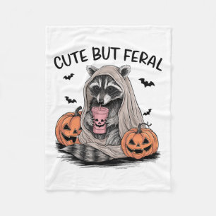 Funny Halloween Raccoon with Pumpkins Fladdermus - Fleecefilt