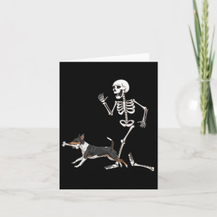 Funny Halloween Råtta Terrier och Skeleton Kort
