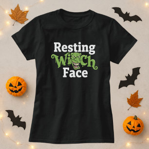 Funny Halloween Resting Witch Ansikte-offert T Shirt