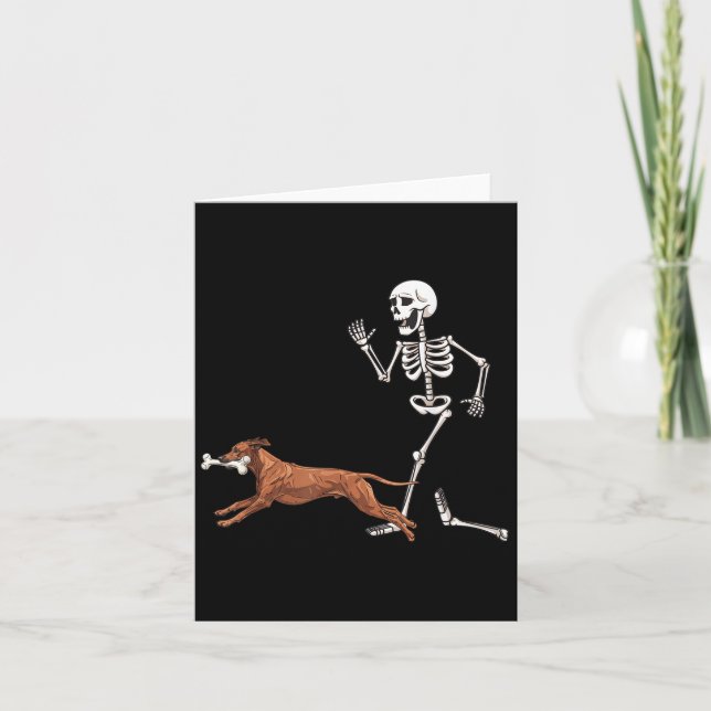 Funny Halloween Rhodesian Ridgeback och Skeleton Kort (Framsida)