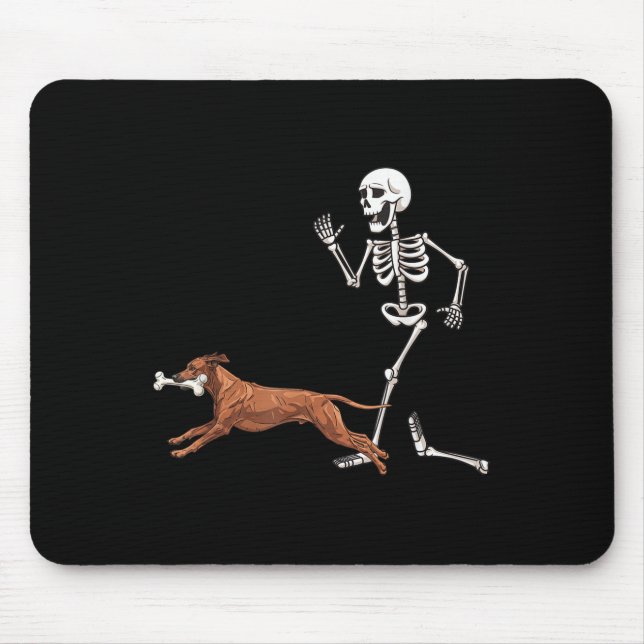 Funny Halloween Rhodesian Ridgeback och Skeleton Musmatta (Framsidan)