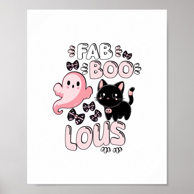 Funny Halloween Rosa Ghost Spooktacular Cat Fab BO Poster (Framsidan)