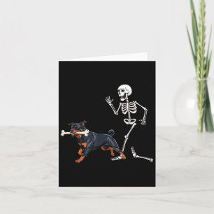 Funny Halloween Rottweiler och Skeleton Kort