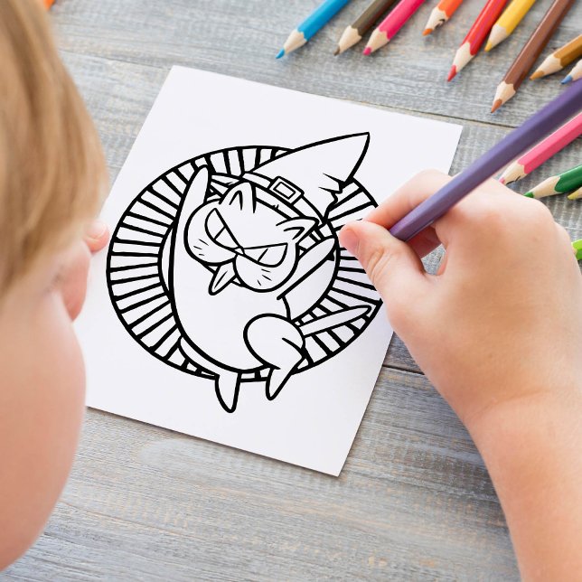 Funny Halloween Rude Cat Coloring Page Poster (Skapare uppladdad)