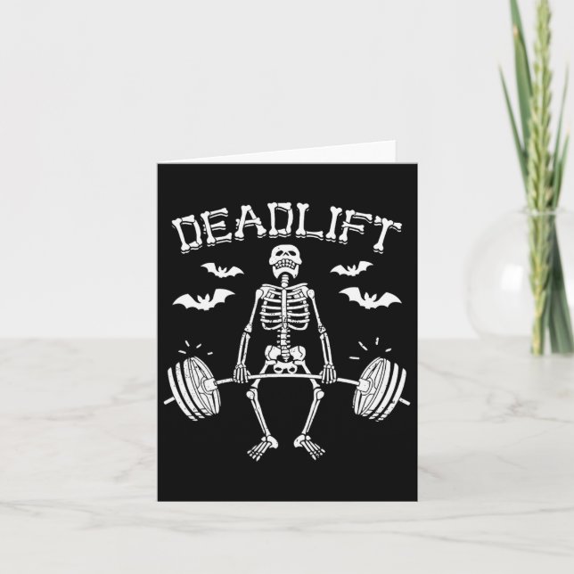Funny Halloween Sayed Skeleton Barbell Gym Workou Kort (Framsida)