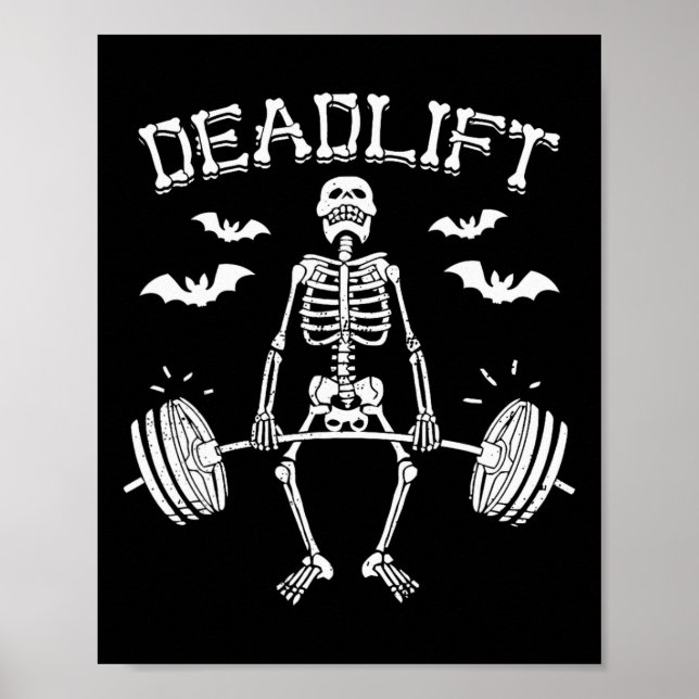 Funny Halloween Sayed Skeleton Barbell Gym Workou Poster (Framsidan)
