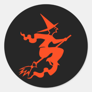 Funny Halloween Scary Witch Helgdag Black-Orange Runt Klistermärke