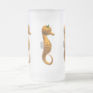 Funny Halloween Seahorse Frostat Ölglas
