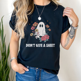 Funny Halloween Shirt with Cute Ghost and Flowers T