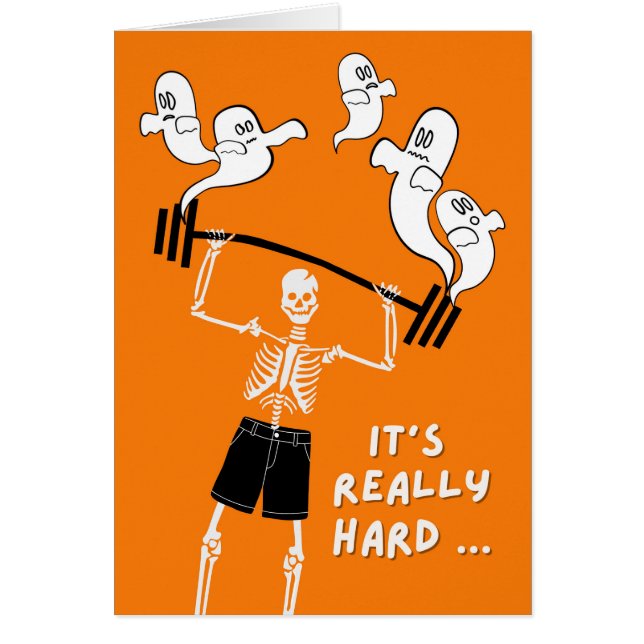 Funny Halloween Skeleton Dead Weight Lyft Hälsningskort (Framsidan)