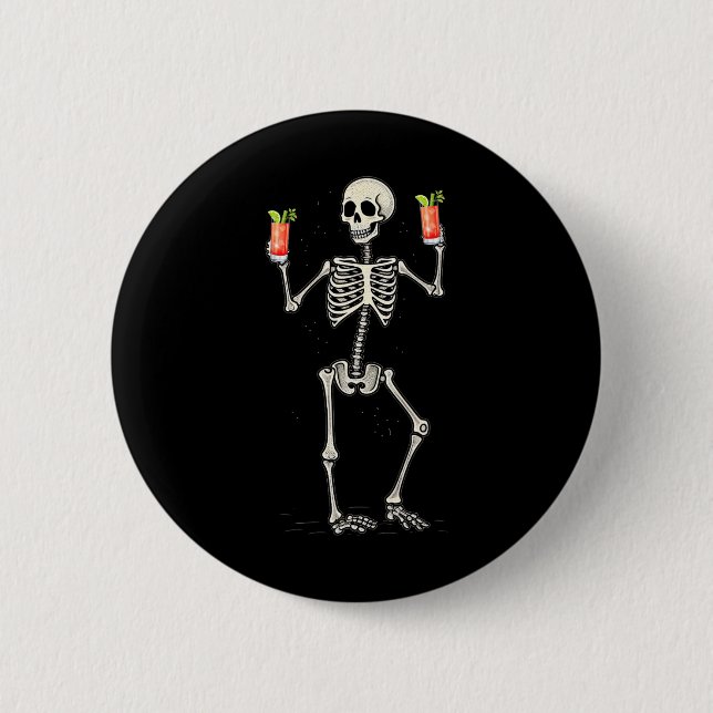 Funny Halloween Skeleton Drinking Bloody Mary Svan Knapp (Framsida)