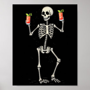 Funny Halloween Skeleton Drinking Bloody Mary Svan Poster