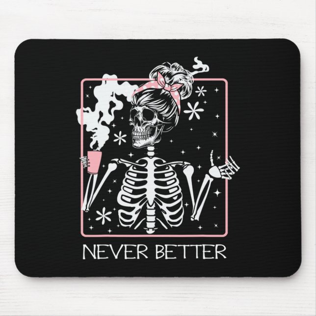 Funny Halloween Skeleton Drinking Coffee Quote Nev Musmatta (Framsidan)