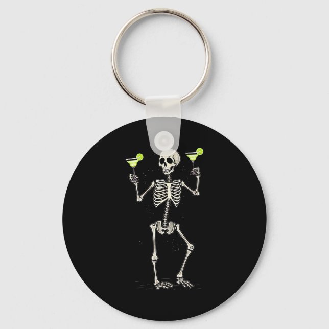 Funny Halloween Skeleton Drinking Margarita Tail  Nyckelring (Framsida)