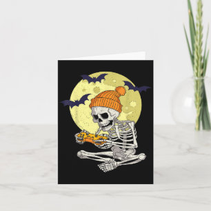 Funny Halloween Skeleton Gamer Video Games Boys Me Kort