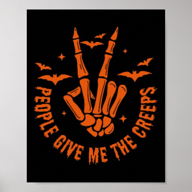 Funny Halloween Skeleton Hand Fall People Ge Me Poster (Framsidan)
