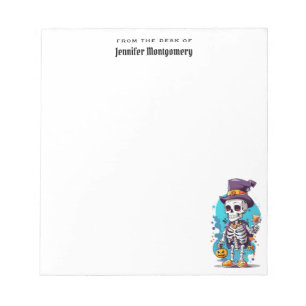 Funny Halloween Skeleton med Top hat Anteckningsblock
