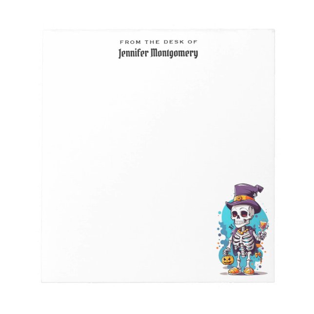 Funny Halloween Skeleton med Top hat Anteckningsblock (Framsida)