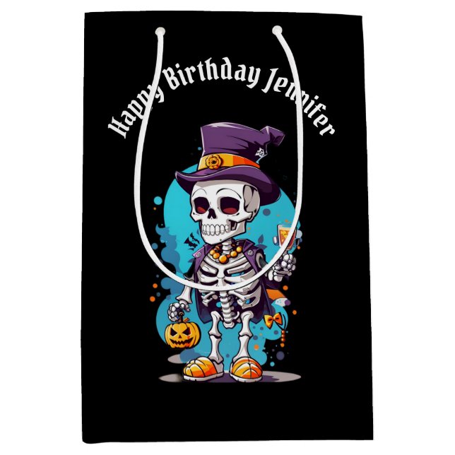 Funny Halloween Skeleton med Top hat födelsedag (Framsidan)
