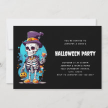 Funny Halloween Skeleton med Top hat