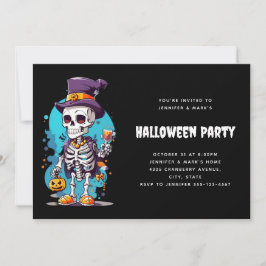 Funny Halloween Skeleton med Top hat Inbjudningar