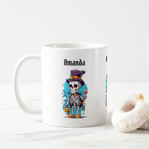 Funny Halloween Skeleton med Top hat Kaffemugg