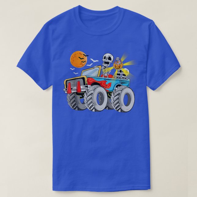 Funny Halloween Skeleton Monster Lastbil Boys Todd T Shirt (Design framsida)