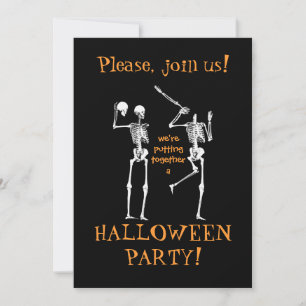 Funny Halloween Skeletons - Gå med oss Inbjudningar