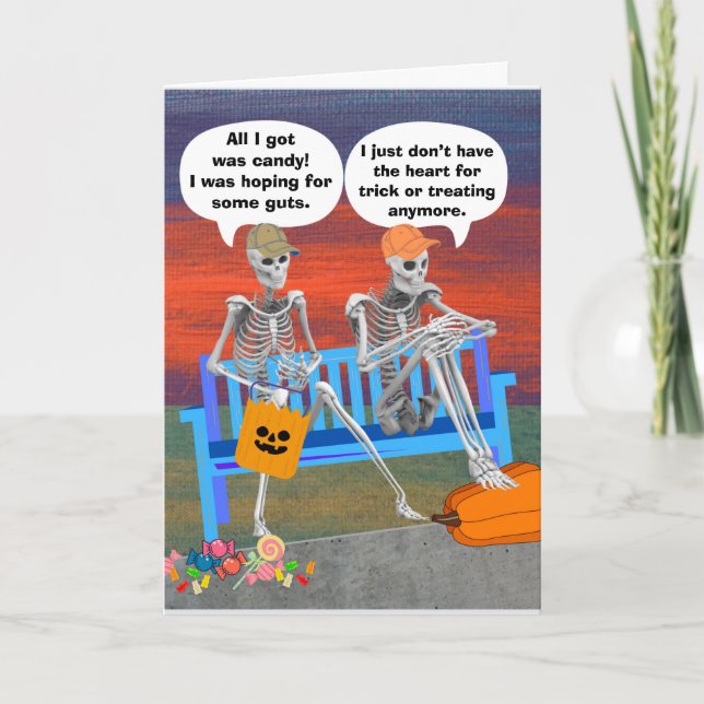 Funny Halloween Skeletons på Bench Kort (Framsida)