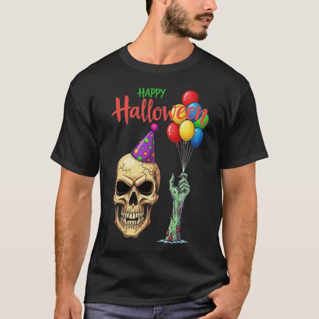 Funny Halloween Skull Party-ballonger T Shirt (Framsida)