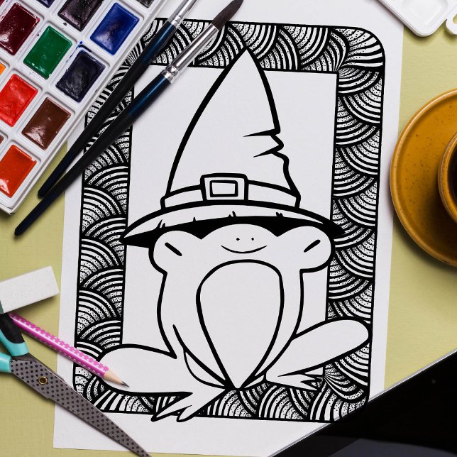 Funny Halloween Slit-öga Frog Coloring Page Poster (Skapare uppladdad)