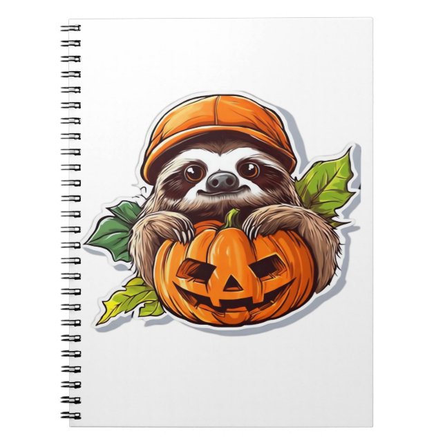 Funny Halloween Sloth Sticker Classic T-Shirt Anteckningsbok (Framsidan)