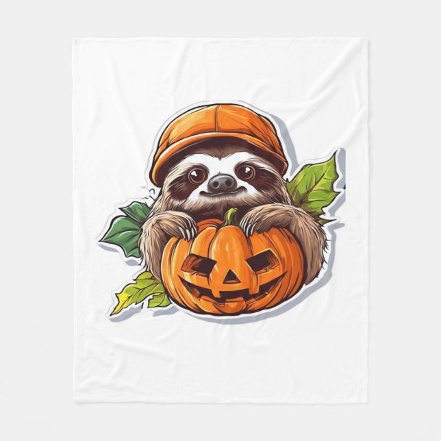 Funny Halloween Sloth Sticker Classic T-Shirt Fleecefilt (Framsidan)